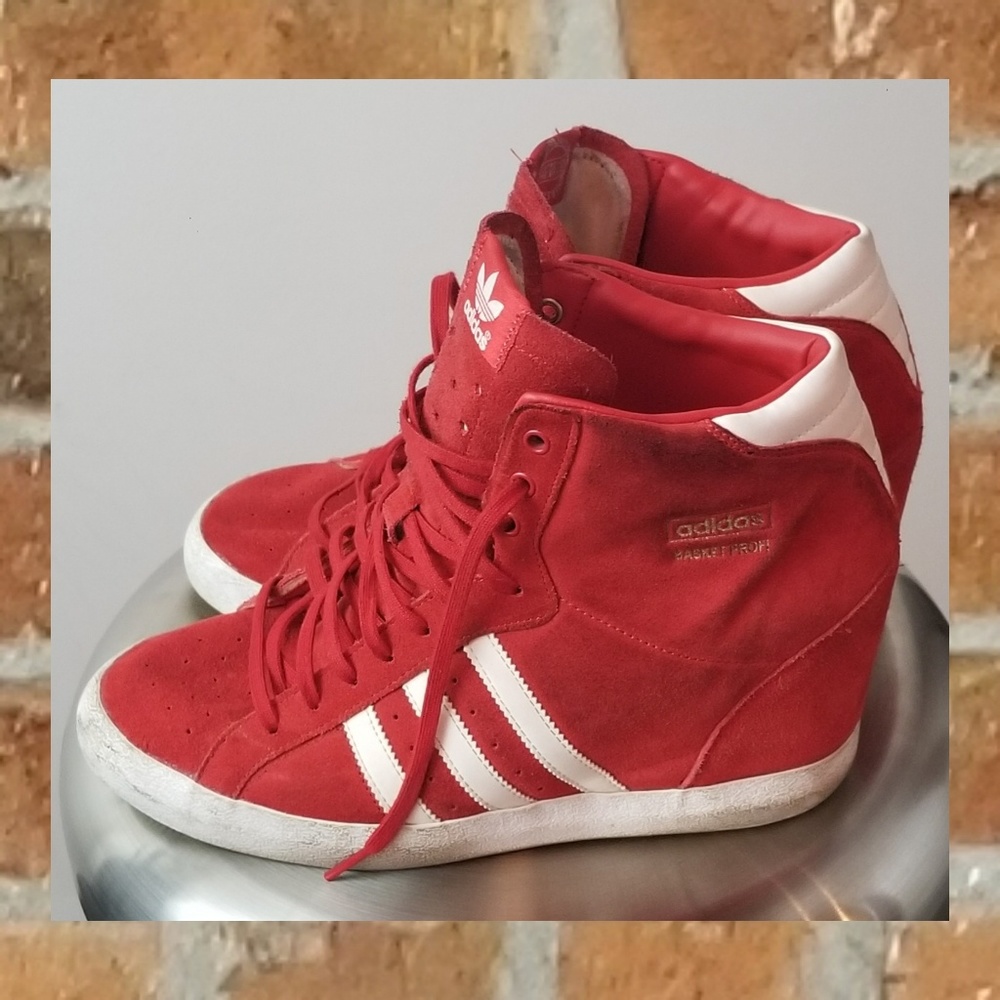 Adidas Originals Profi Up Women's Red Suede Wedges